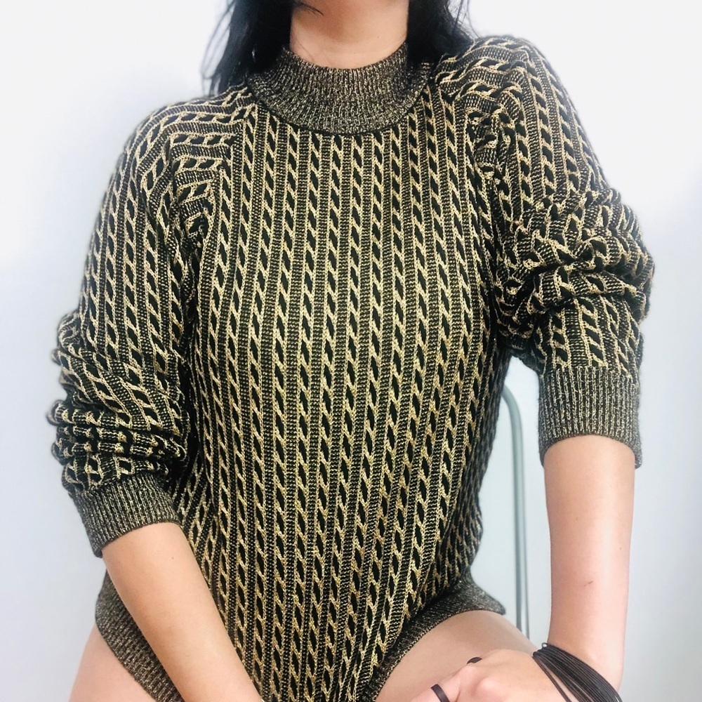 Vintage Cable Knit Gold and black Sweater